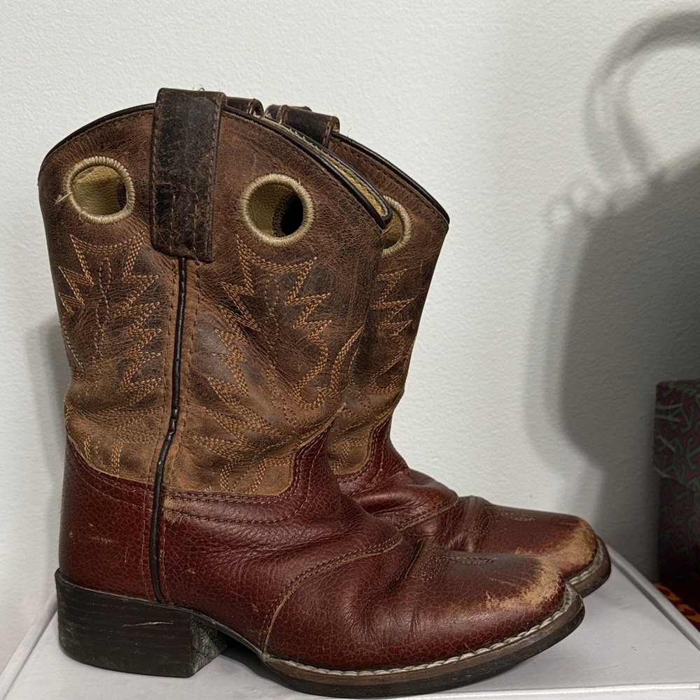 Kids Brown Leather Cowboy Boots